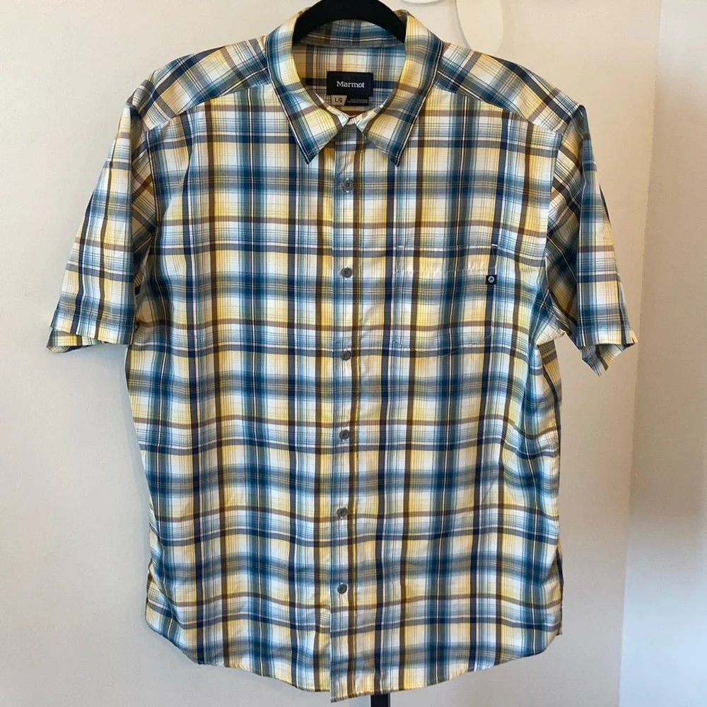 Marmot Men's Eldridge Short Sleeve  Button Up Shirt Plaid Size Large